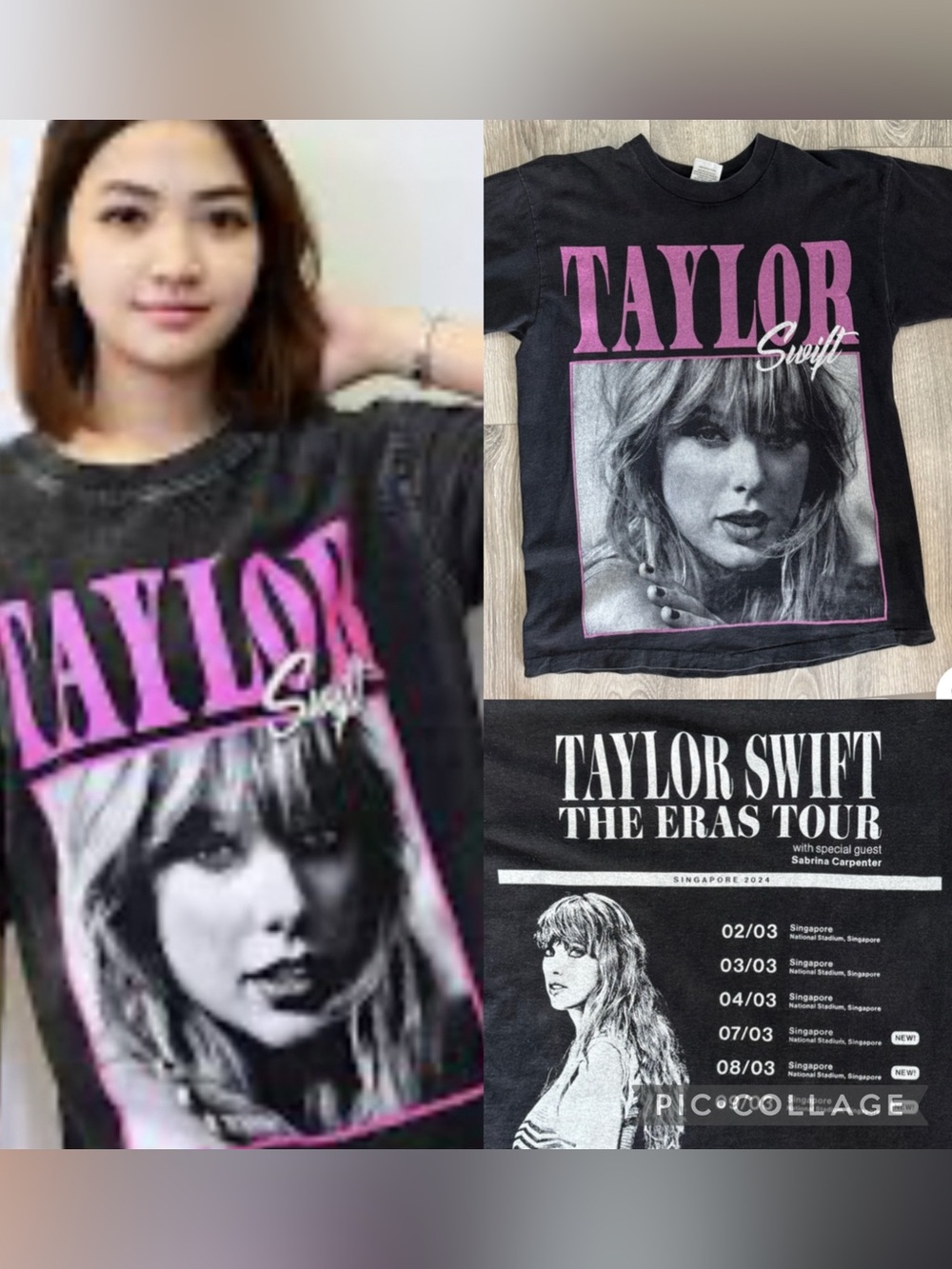 Taylor Swift Eras Tour Singapore 2024 Bootleg Tee Large Double Sided